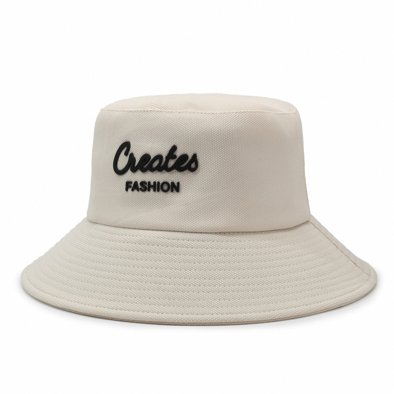 Bucket Hat Women's Spring-autumn New Style Fashionable Rubberized Letter Outdoor Casual Sun-protective Boater Hat