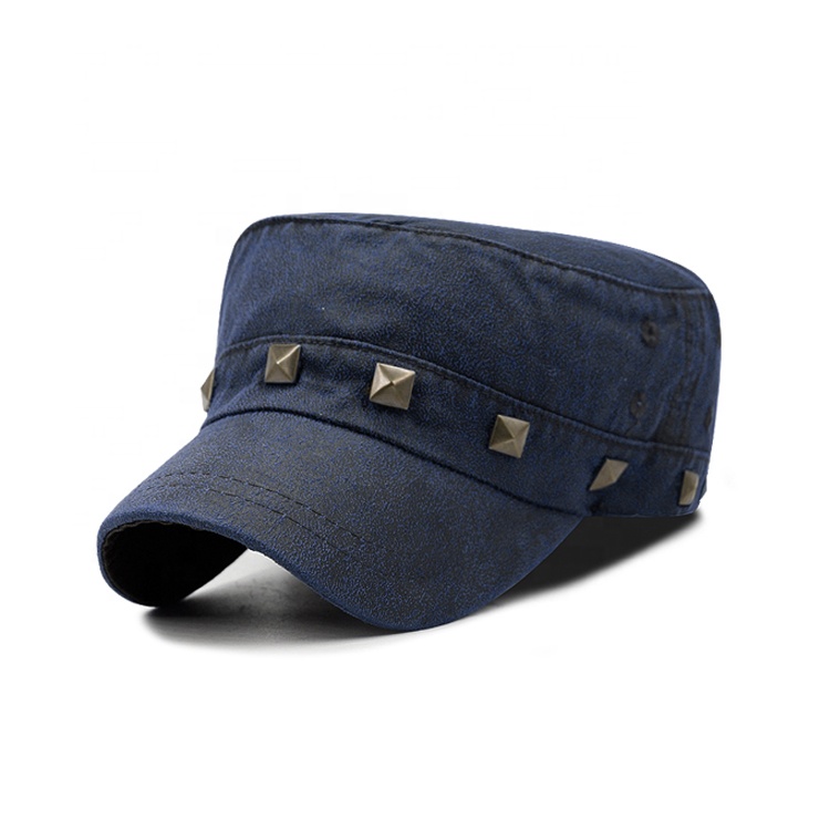 Promotion Washed Leather Classic Tactical Hat Stylish Trendy Hat With Rivet High Quality