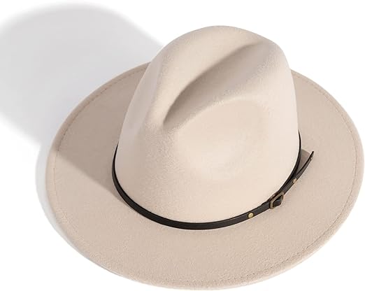 Custom Women's Classic Wide Brim Fedora Hat Felted Panama Hat with Belt Buckle for Casual Outdoor Winter Wear