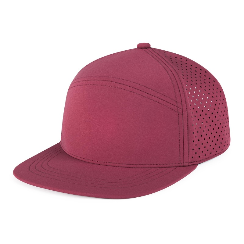 High Quality Deep Red Polyester Trucker Hat for Outdoor & Casual Activities with Ventilation Holes for Summer Fashion