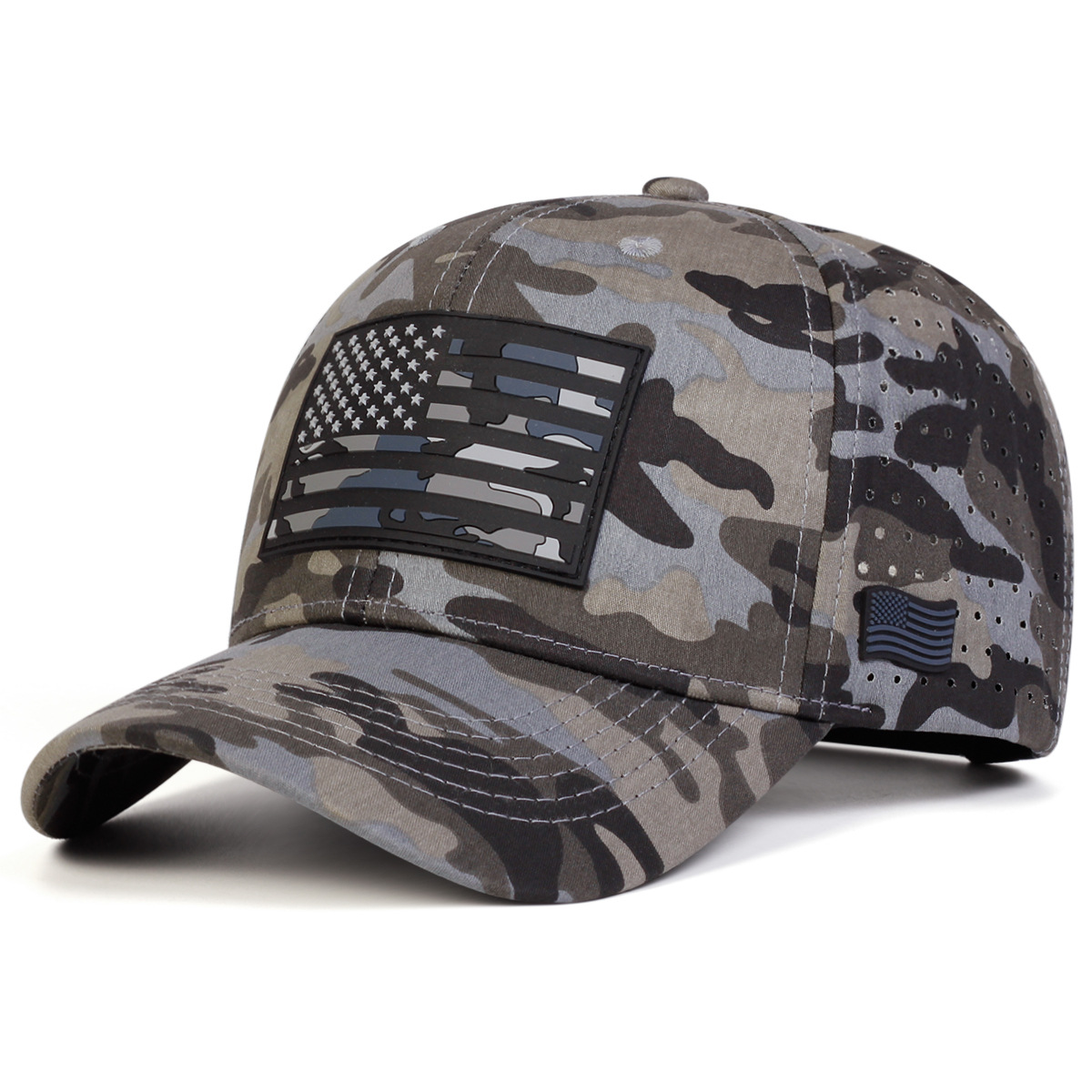 Fashion Camouflage Pattern National Flag Baseball Cap with Ventilation Holes Soft Top Beanie,truck Driver Hat