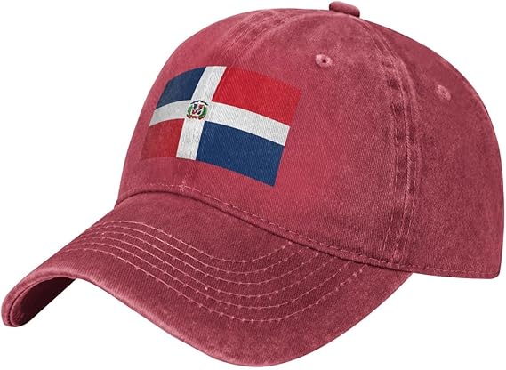 Black Classic Washed Denim Baseball Cap Dominican Republic Picture Adjustable Cotton Hat for Men & Women