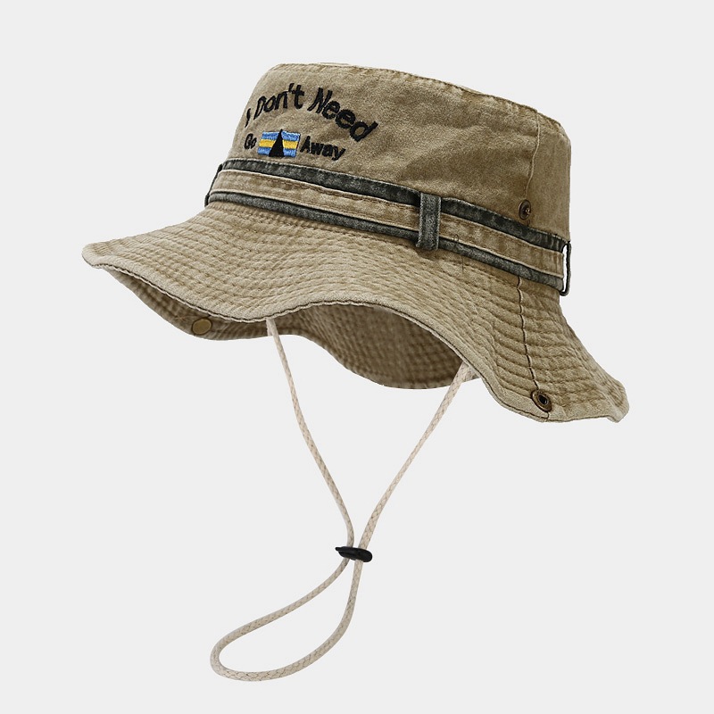 Alphabet Washed Distressed Fishermen's Cowboy Hats Men Women Outdoor Camping Mountain Climbing Sun Protection Western Character
