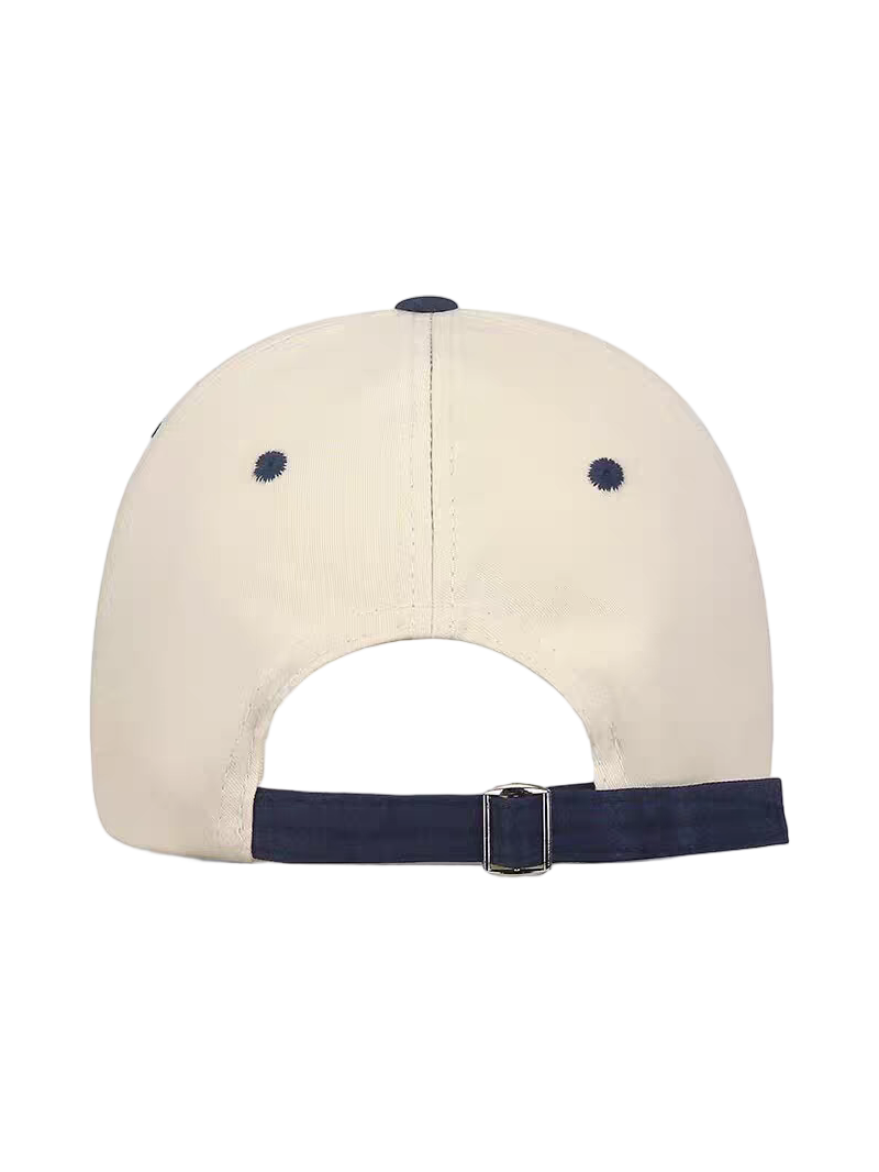 Beige Metallic Thread Embroidery Sporty Twill Vintage Adjustable Soft Dad Hat Baseball Cap