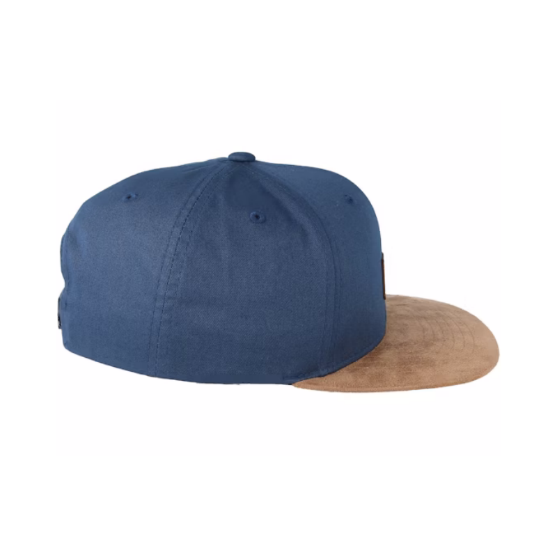High Quality Custom Navy Brown Suede Flat Brim Adjustable Snapback Caps Unisex Two Tone 6 Panel Baseball Caps Blank Fashion
