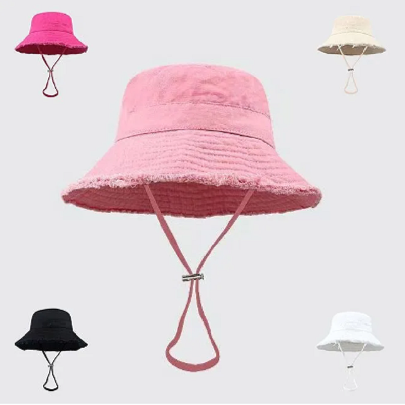 Custom Embroidery Bucket Hats Wide Brim Outdoor Sunshade Fisherman Cap for Casual & Travel Wholesale Fishing Hiking Gear String