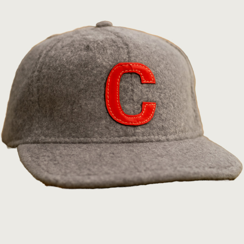 Custom Embroidered Gray Wool Snapback Baseball Hat with Red Letter C