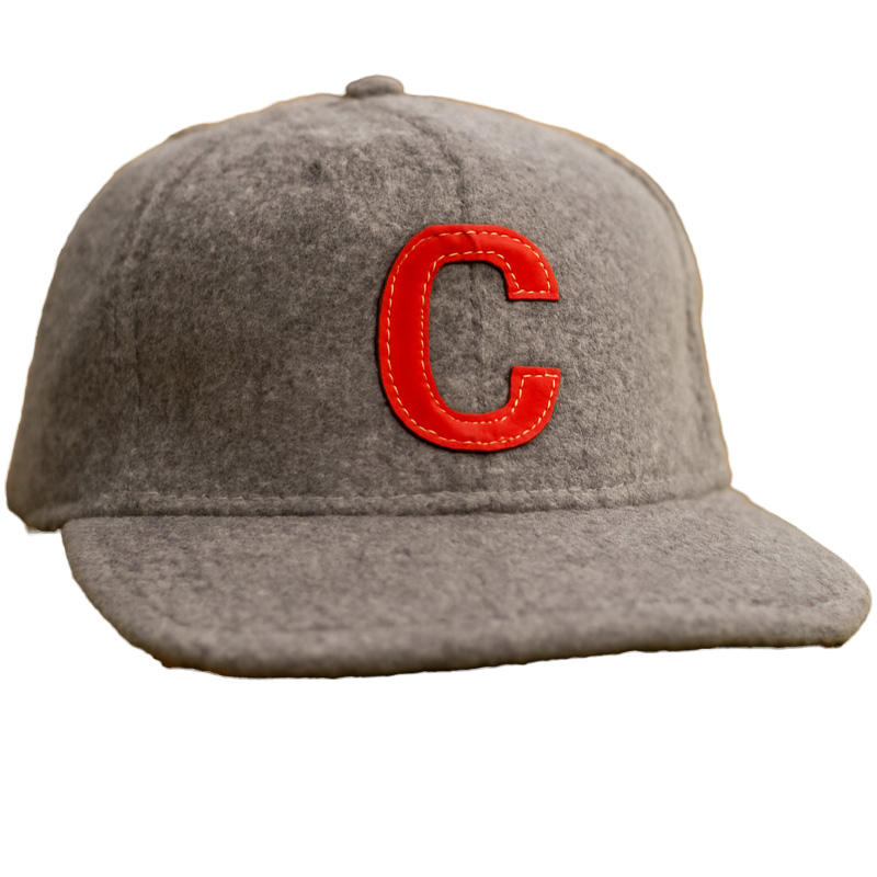 Custom Embroidered Gray Wool Snapback Baseball Hat with Red Letter C