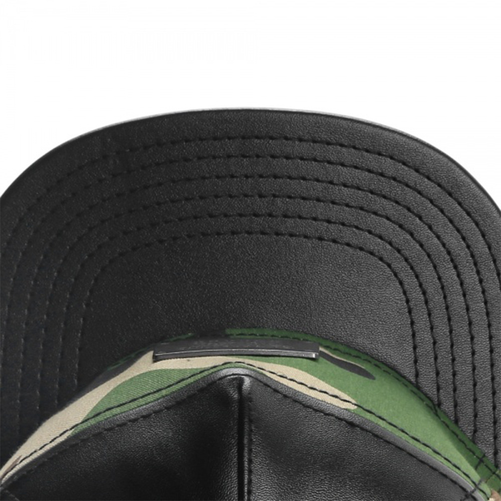 Camouflage Leather Metal logo Casual Men's and Women's Hat Adult Flat Brim Hat Baseball Cap