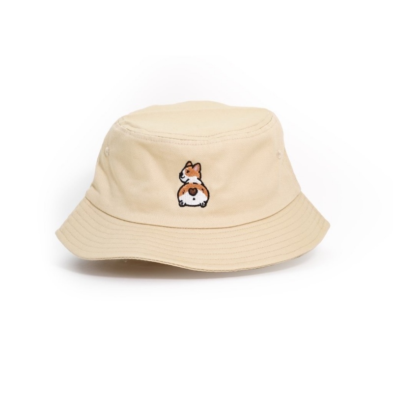 Luxurious 100% Cotton Doggy Cap Embroidered Bucket Hat for Fishing Beach Leisure and Everyday Use