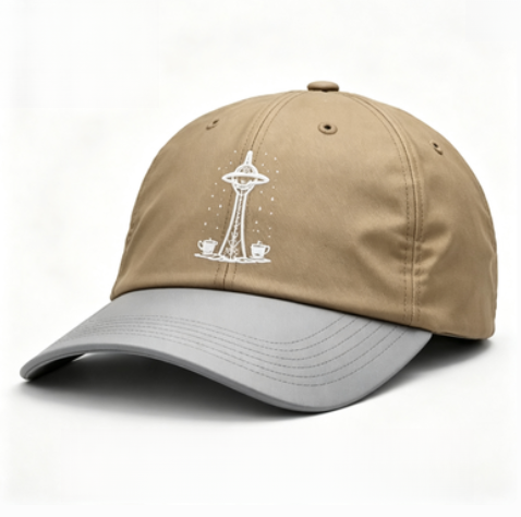 Embroidered Two-Tone Dad Cap, Unstructured Polyester Baseball Cap, Curved Brim Adjustable Casual Hat
