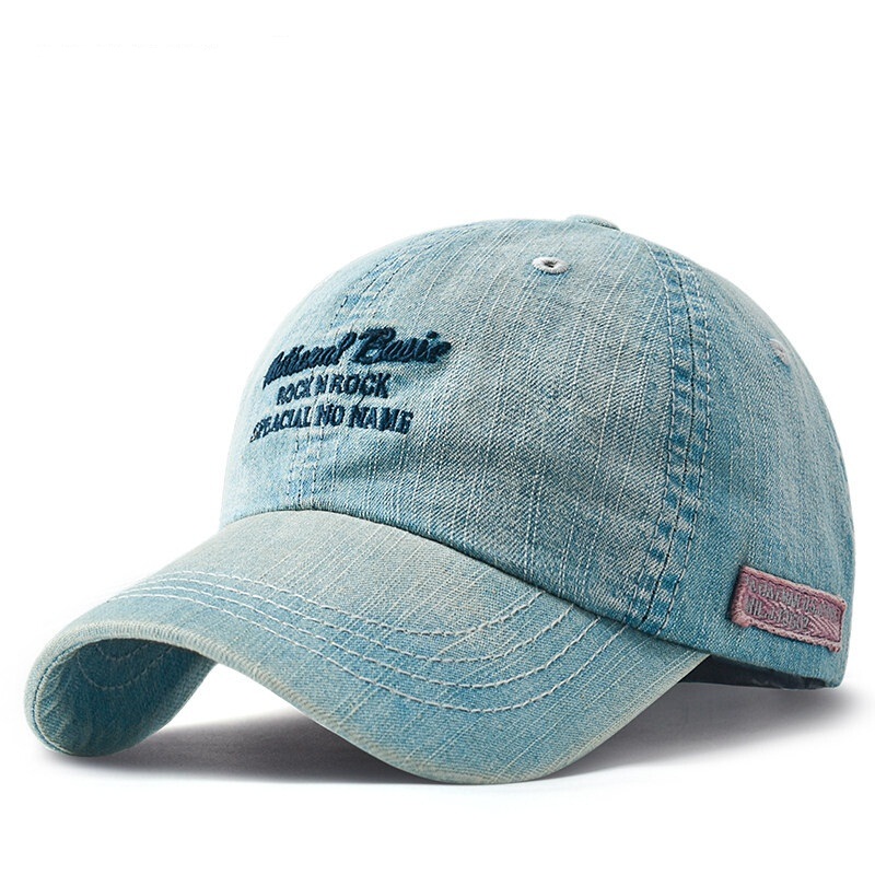Custom Washed Cotton Denim 6-Panel Embroidery Baseball Cap Vintage Style Puff Printing Sports Dad Hat for Men Women Soft Fabric