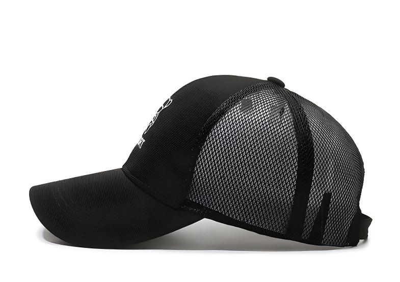 Black Customized Embroidered Trucker Hat - Breathable Mesh Back Streetwear Cap Adjustable Snapback Summer Sun Hat for Unisex