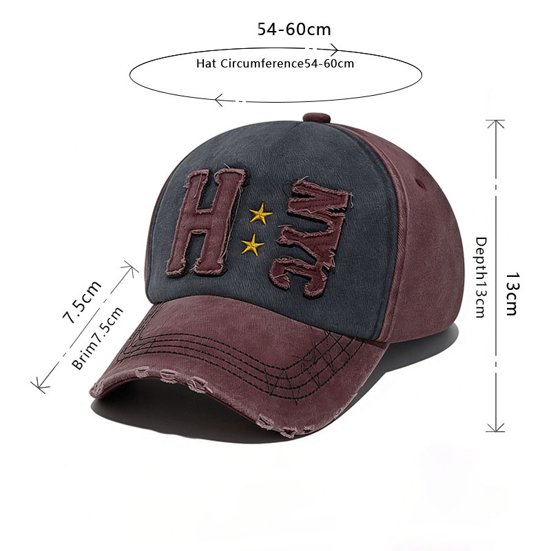Washed Cotton Distressed Embroidery Vintage Baseball Cap for Men Multi-color Design