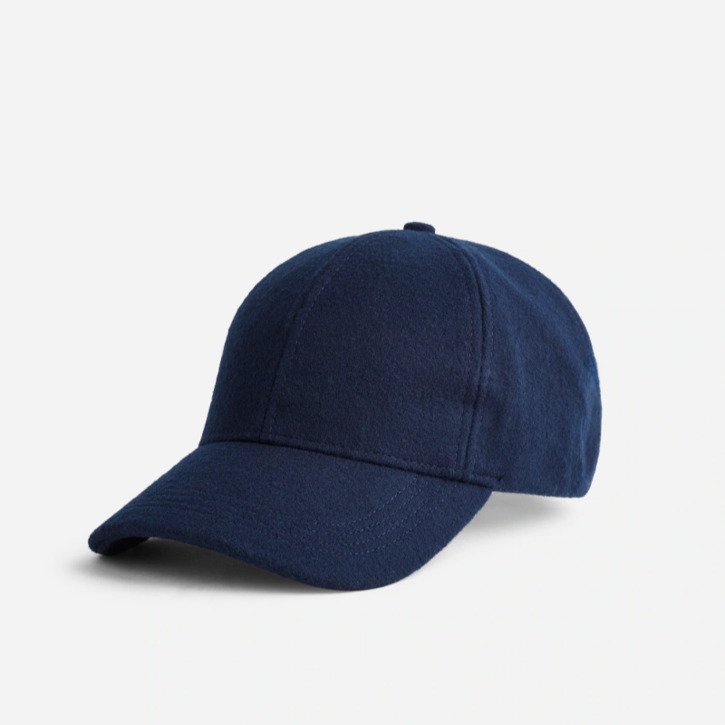 Custom Embroidered Logo 6-Panel Unstructured Luxury Wool Baseball Cap for Men Women Winter Warm Melton Blank Dad Hat Flat Brim