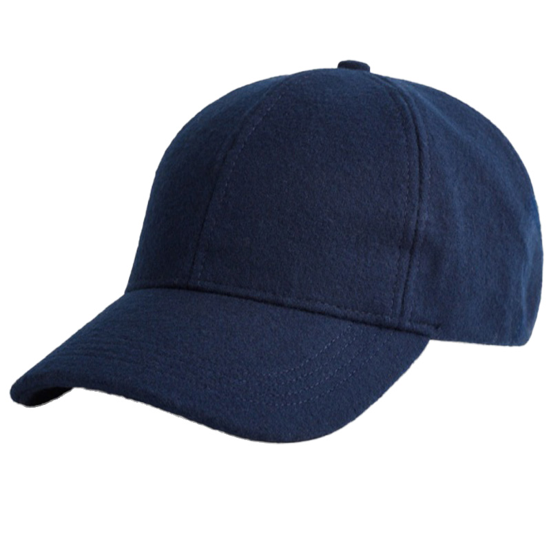 Custom Embroidered Logo 6-Panel Unstructured Luxury Wool Baseball Cap for Men Women Winter Warm Melton Blank Dad Hat Flat Brim