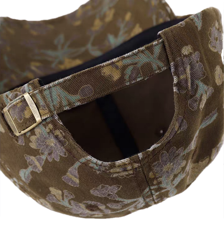 Floral Printed Distressed Sporty Twill Dobby Baseball Cap Vintage Retro Style Soft Top Adjustable Unisex Dad Hat Common