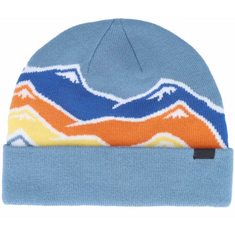 Customizable Blue Light Winter Knitted Beanies Warm Cuff Hats for Men and Women with Custom Logo for Beach Scene