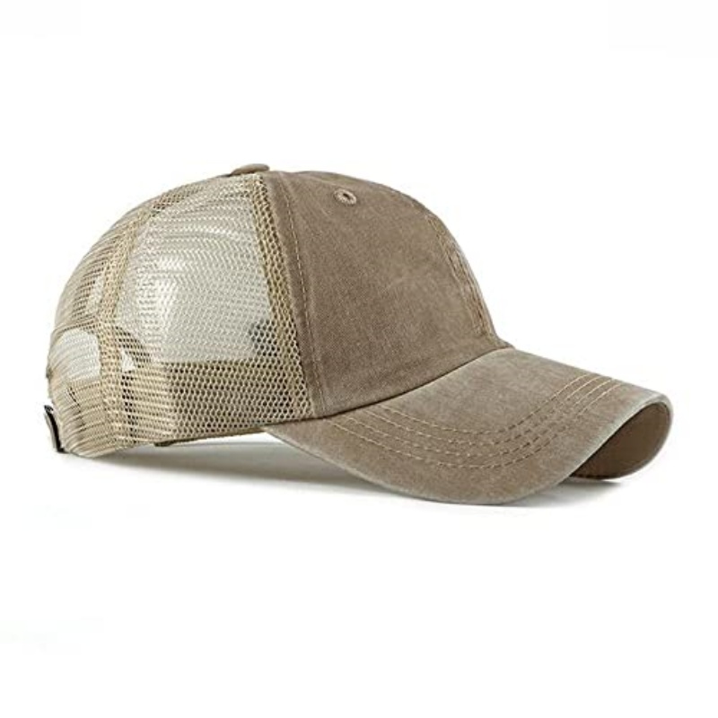Vintage Washed Cotton Mesh Back Trucker Hat With Adjustable Strap for Outdoor Sports and Daily Casual Wear