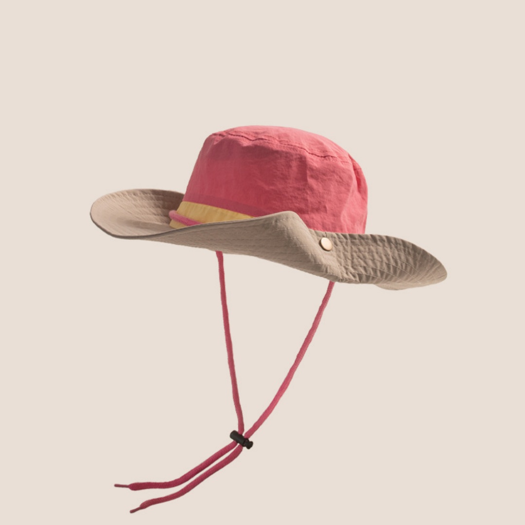 Children's Summer Quick-Dry Breathable Windproof Color-Block Thin Fisherman Hat Boys Girls Outdoor Wide-Brim Hiking Bucket Hat
