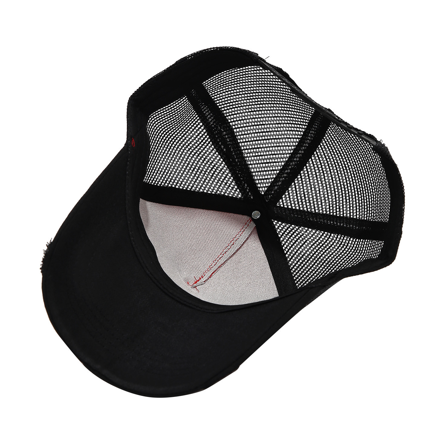 Washed Cotton Mesh Breathable Hole-ridden Vintage 5-Panel Adjustable Four Seasons Outdoor Truck Driver Hat