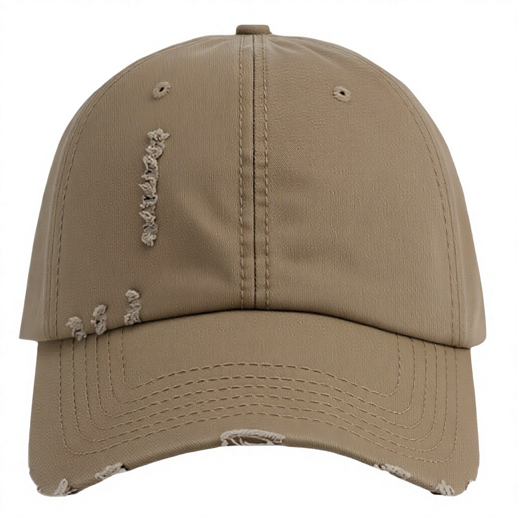 Korean-style Personalized Ripped Baseball Cap with Soft Crown and Wide Brim