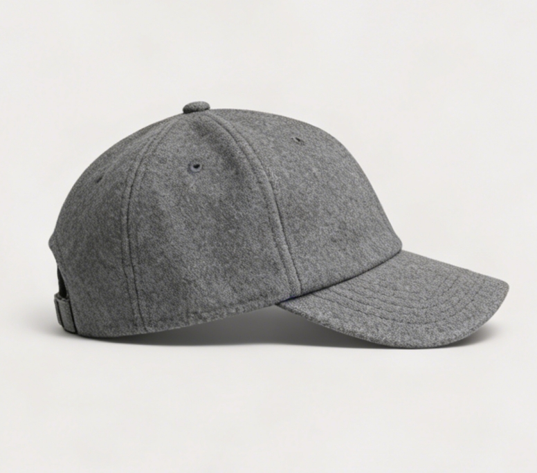 Custom Logo Wool/Polyester 6-Panel Baseball Cap | Windproof Unisex Adjustable with Silver Copper Buckle for All Seasons