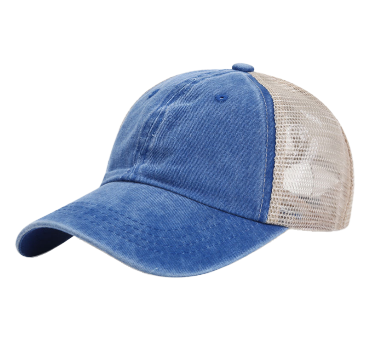 Wholesale Multi-Color Denim Mesh Dad Hat Custom Logo Embroidery Fashionable Men's Mesh Back Trucker Cap Outdoor Cycling Casual