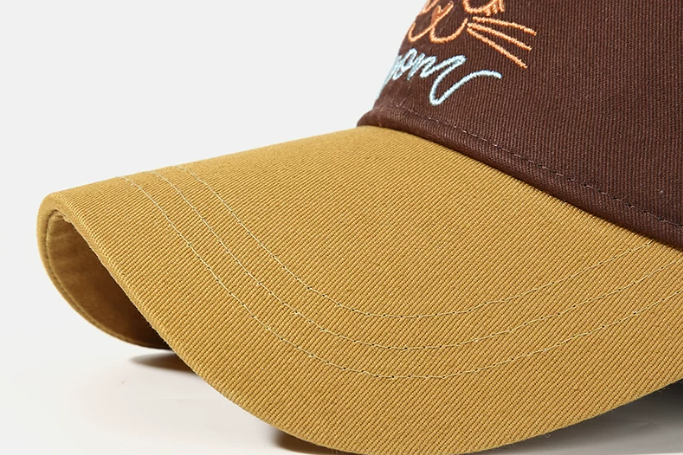 Contrast Color Vintage Embroidered 6-Panel 100% Cotton Baseball Cap Adjustable Unisex Outdoor Travel Use