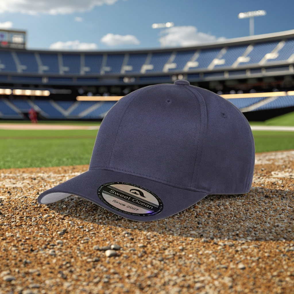 Stylish American Sporty Design 6-Panel Twill Cotton Baseball Cap High Quality Custom Black Solid Oxford Curved Bows Fashionable