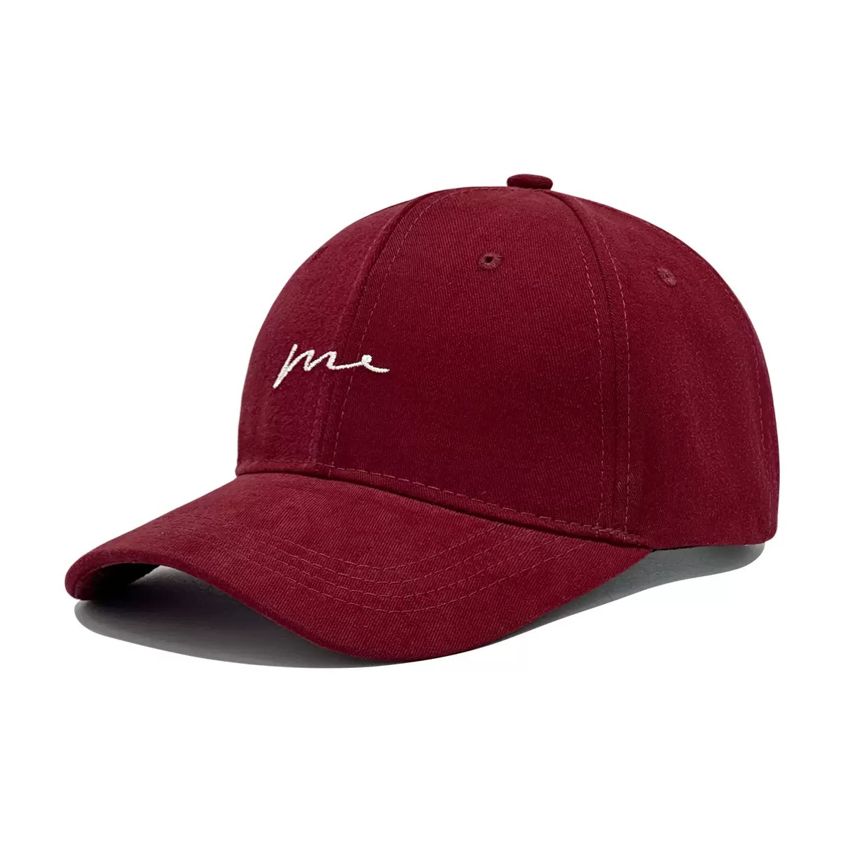 Custom Me Letter Embroidered Baseball Cap, OEM ODM 6 Panel Cotton Baseball Hat with Custom Logo