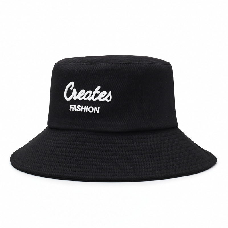 Bucket Hat Women's Spring-autumn New Style Fashionable Rubberized Letter Outdoor Casual Sun-protective Boater Hat