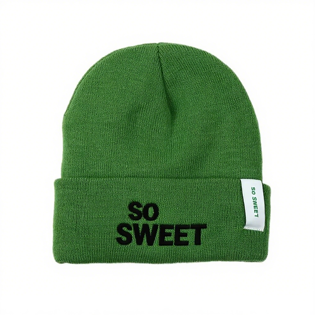 Custom Knit Cuffed Acrylic Slouchy Beanie Streetwear Style Hat for Daily Outdoor Travel and Beach Wear