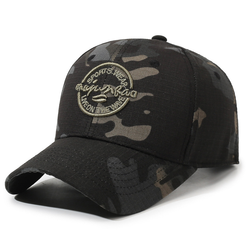 Men's Camouflage 6-Panel Baseball Cap Curved Brim Adjustable Cotton Fabric Sun Protection for Outdoor Use Four Seasons Casual