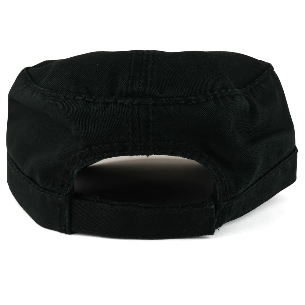 Outdoor Character Garment Washed Cotton Twill Flat Top Cap with 3D Embroidery and Adjustable Heavy Stitching
