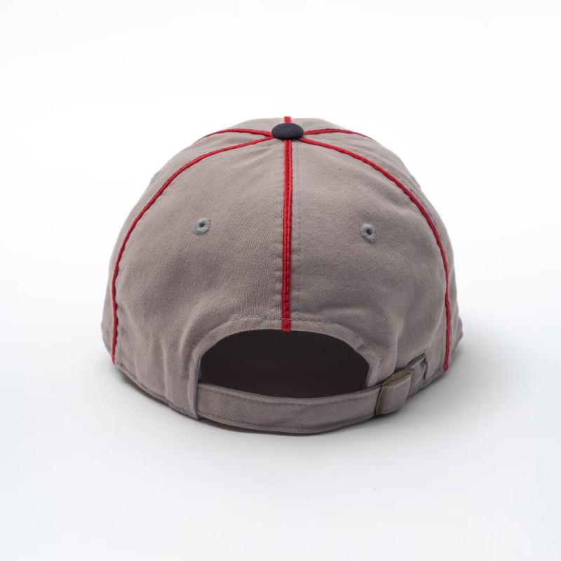 2026 New Cotton Twill 6-Panel Fashionable Vintage Washed Two-Tone Logo Piping Metal Buckle Front Panel Cap