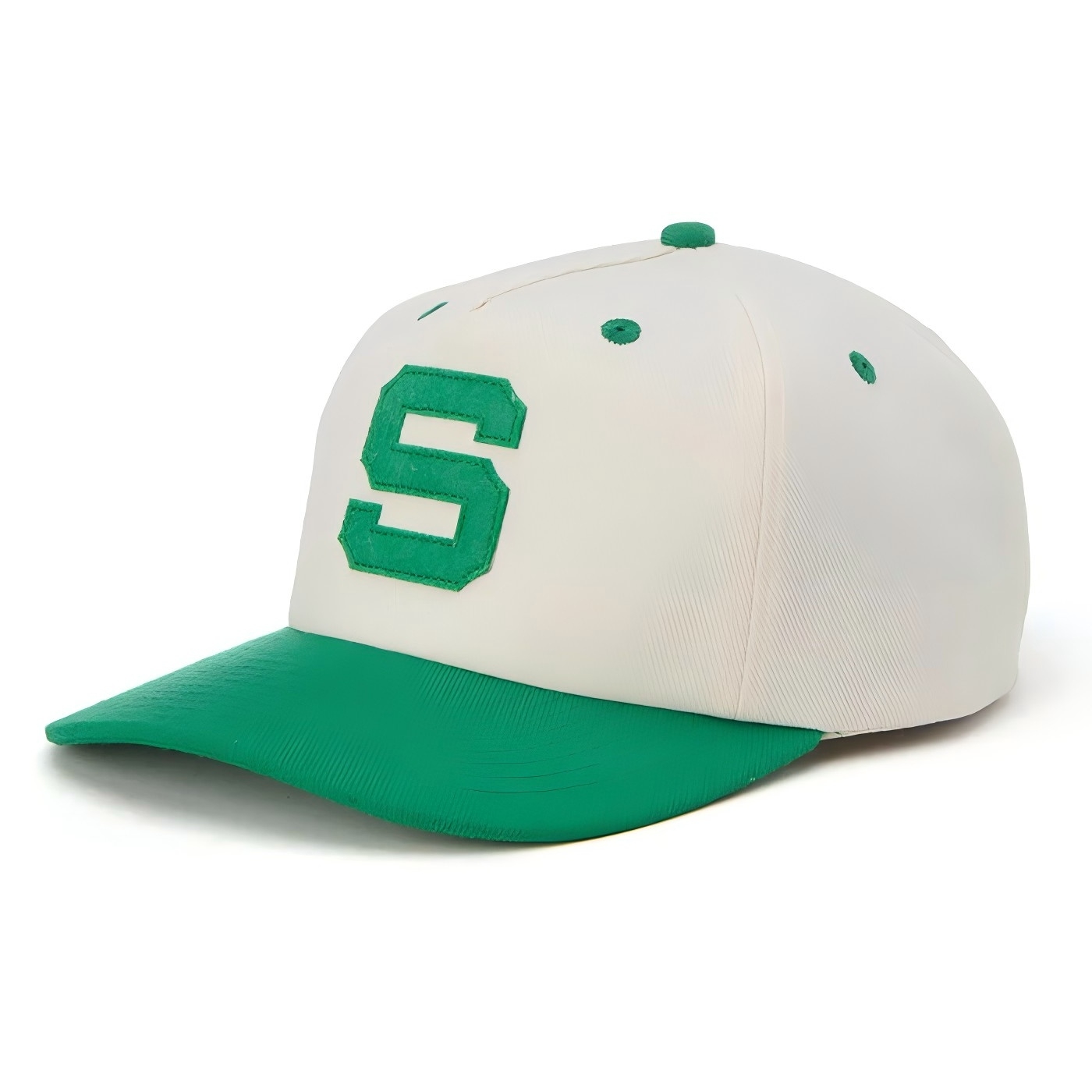 5 Panel Baseball Cap Cream Green Applique Hat Streetwear Adjustable Cotton Cap for Unisex Fashion Casual Outdoor Sports Headwear