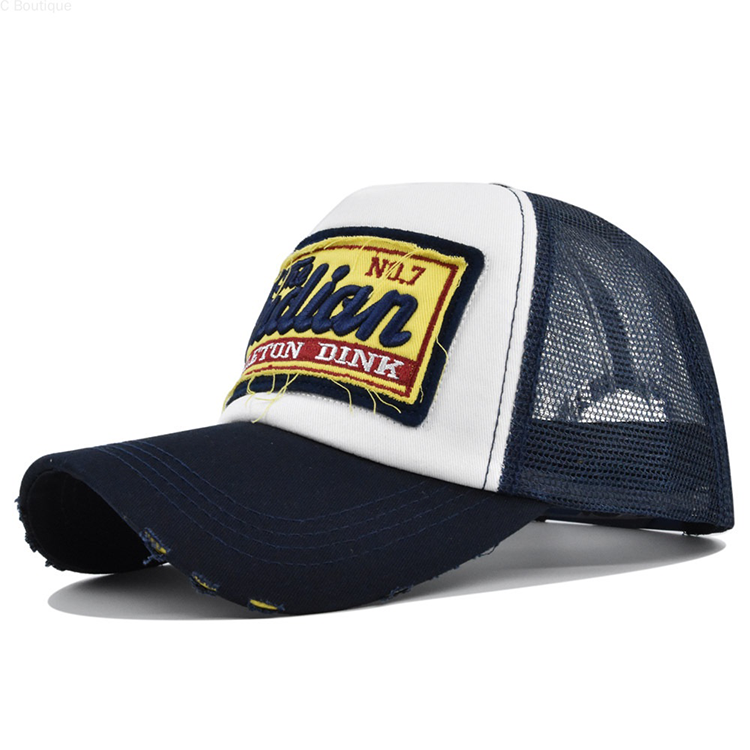 3D Embroidered Custom Logo Hip Hop Unisex Adjustable 5-Panel Mesh Trucker Cap with Breathable Fabric