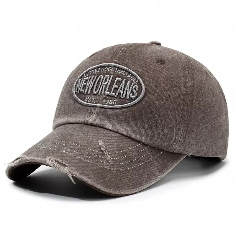New Arrival Vintage 3D Embroidered Letter Pattern Washed Distressed 100% Cotton Adjustable Unisex Baseball Cap