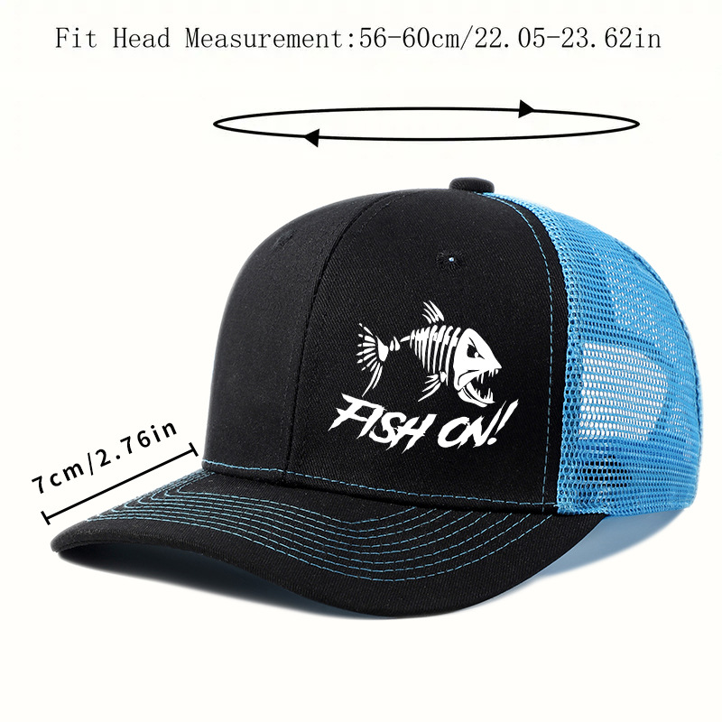 Creative Design Fish Pattern Flat Brimmed Net Cap Ventilated Truck Driver Hat