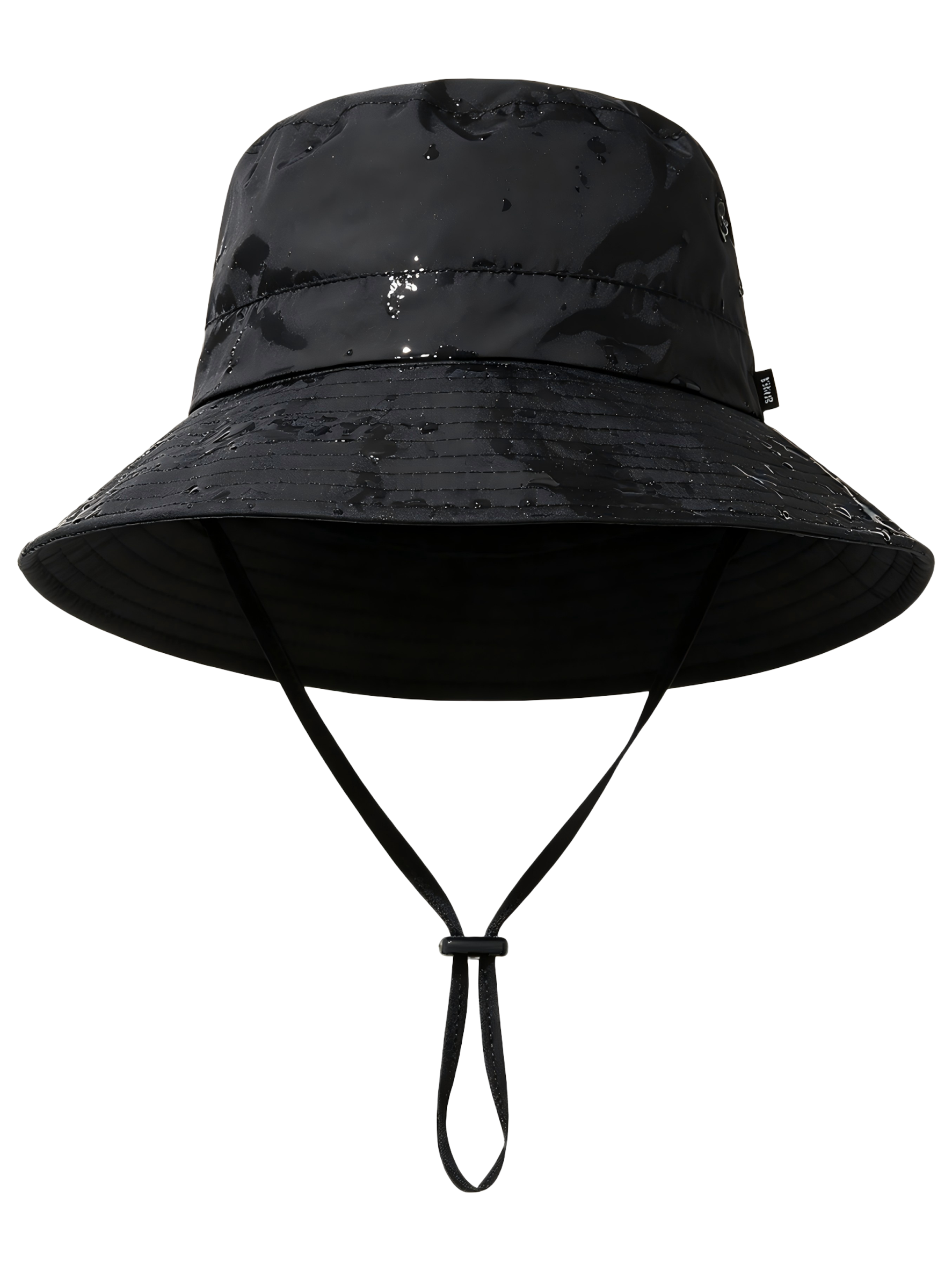 Lightweight Waterproof Polyester Black Bucket Hat With Adjustable Strap for Outdoor Activities