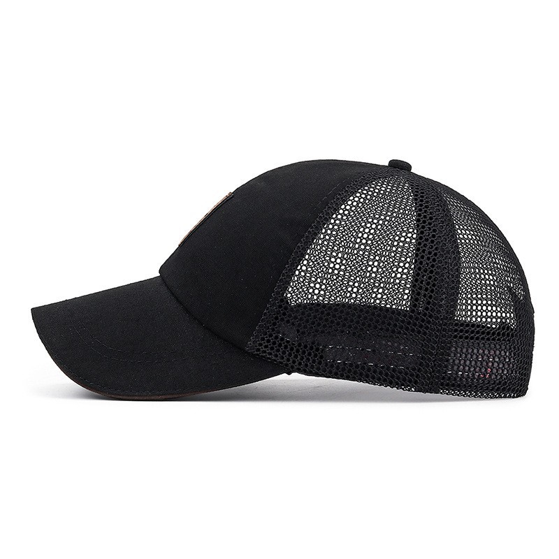 Custom Cotton Structured Master Baseball Cap Breathable Mesh Embossed Pu Leather logo Sport Running Trucker Hat