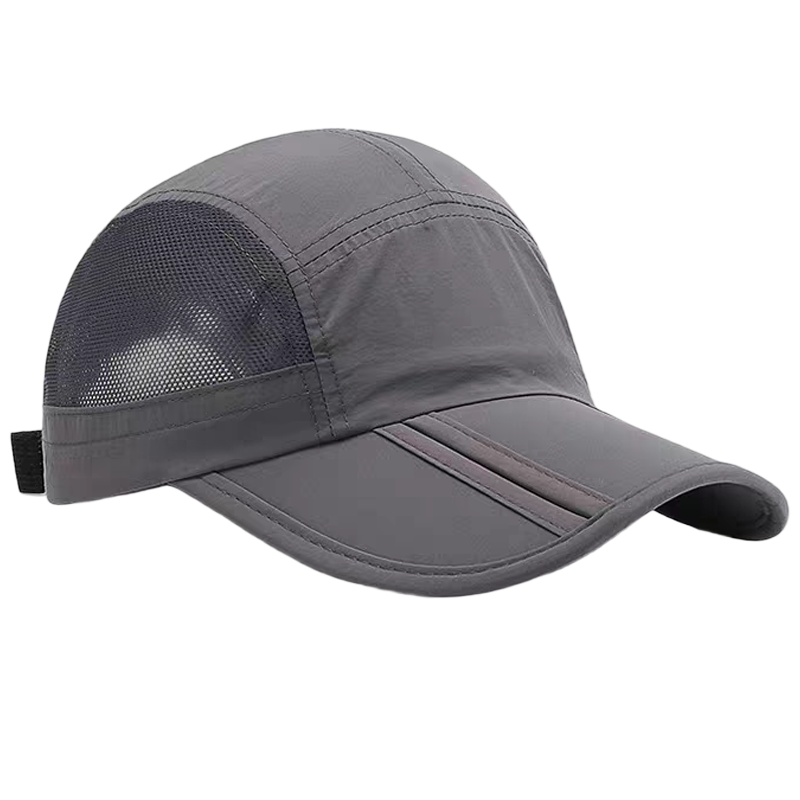 Grey Foldable Mesh 100% Polyester Sporty Vintage Waterproof Quick Dry Baseball Cap Summer Lightweight Breathable Adjustable Dad