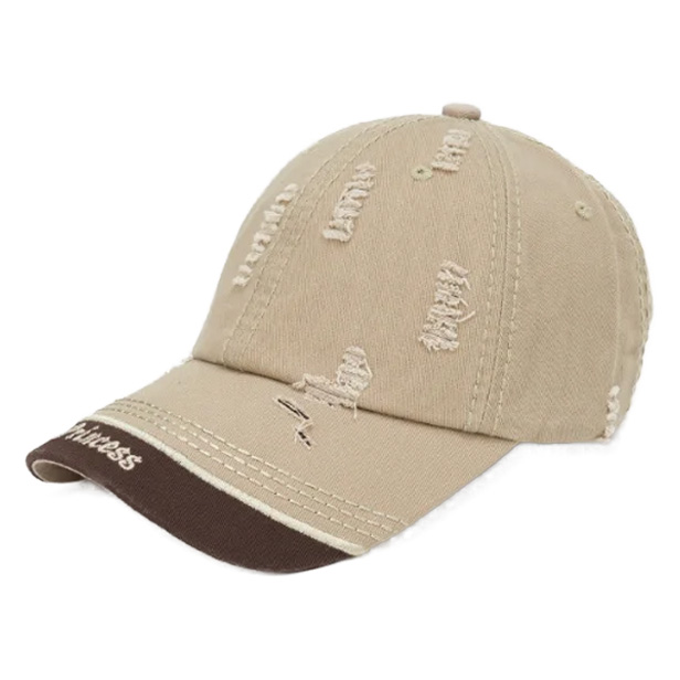 American-style Color-blocked Ripped Baseball Cap