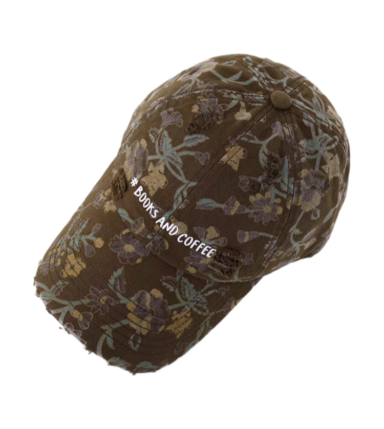 Floral Printed Distressed Sporty Twill Dobby Baseball Cap Vintage Retro Style Soft Top Adjustable Unisex Dad Hat Common