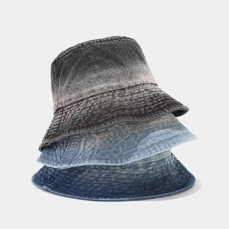 Japanese-style Gradient-colored Denim Fisherman Hat Summer and Spring Sun protection Hat Bucket Hat