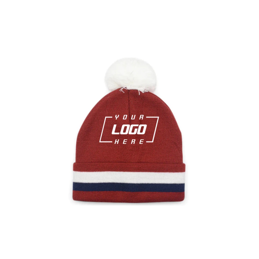 Custom Jacquard Top Ball Warm Knitted Hat Curved Brim Fruit Pattern Fashionable Sporty Style Custom Logo Print Baseball Caps
