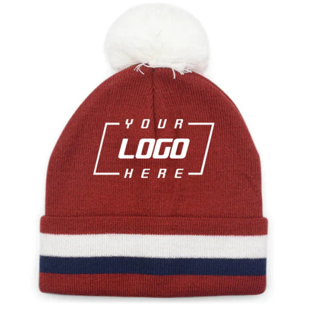 Custom Jacquard Top Ball Warm Knitted Hat Curved Brim Fruit Pattern Fashionable Sporty Style Custom Logo Print Baseball Caps