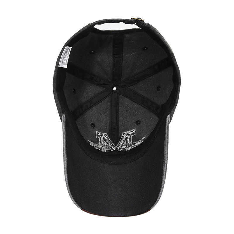 Spring and Autumn Vintage Baseball Cap for Men and Women Outdoor Sun protection Hat Washed Denim Distressed Letter Embroidery
