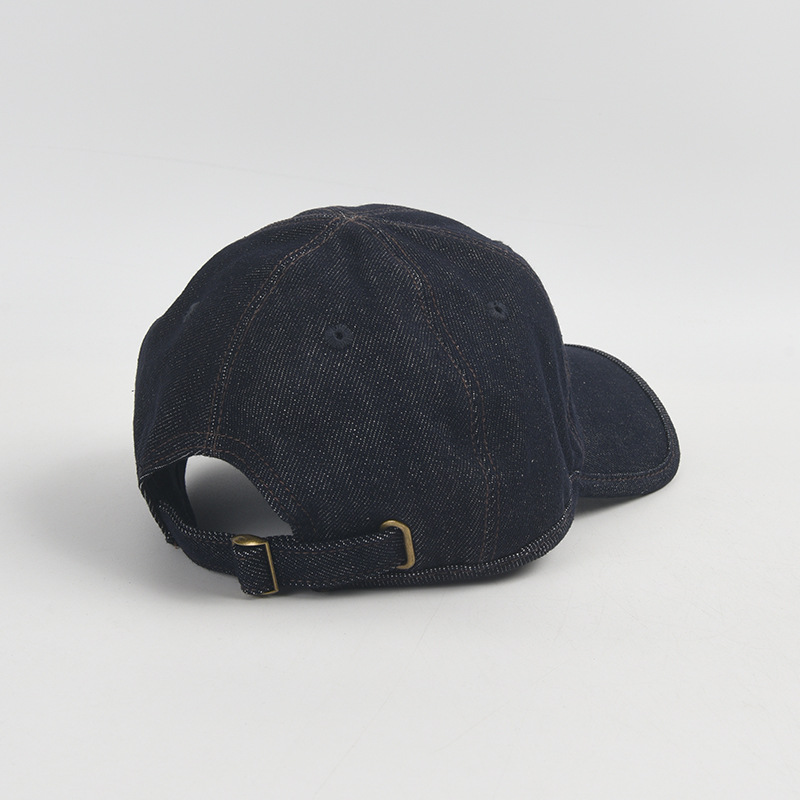 2026 Summer Collection: High-Quality New Denim Cap with Dark Blue Leather Trim, Adjustable Circumference, 6-Panel Baseball Cap